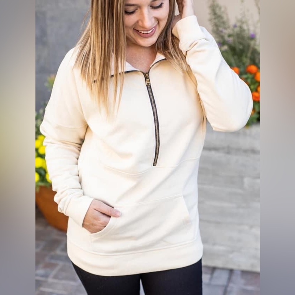💥 BOGO 💥 NWT Michelle Mae Vintage Wash Half Zip Sweatshirt | Pullover Cream